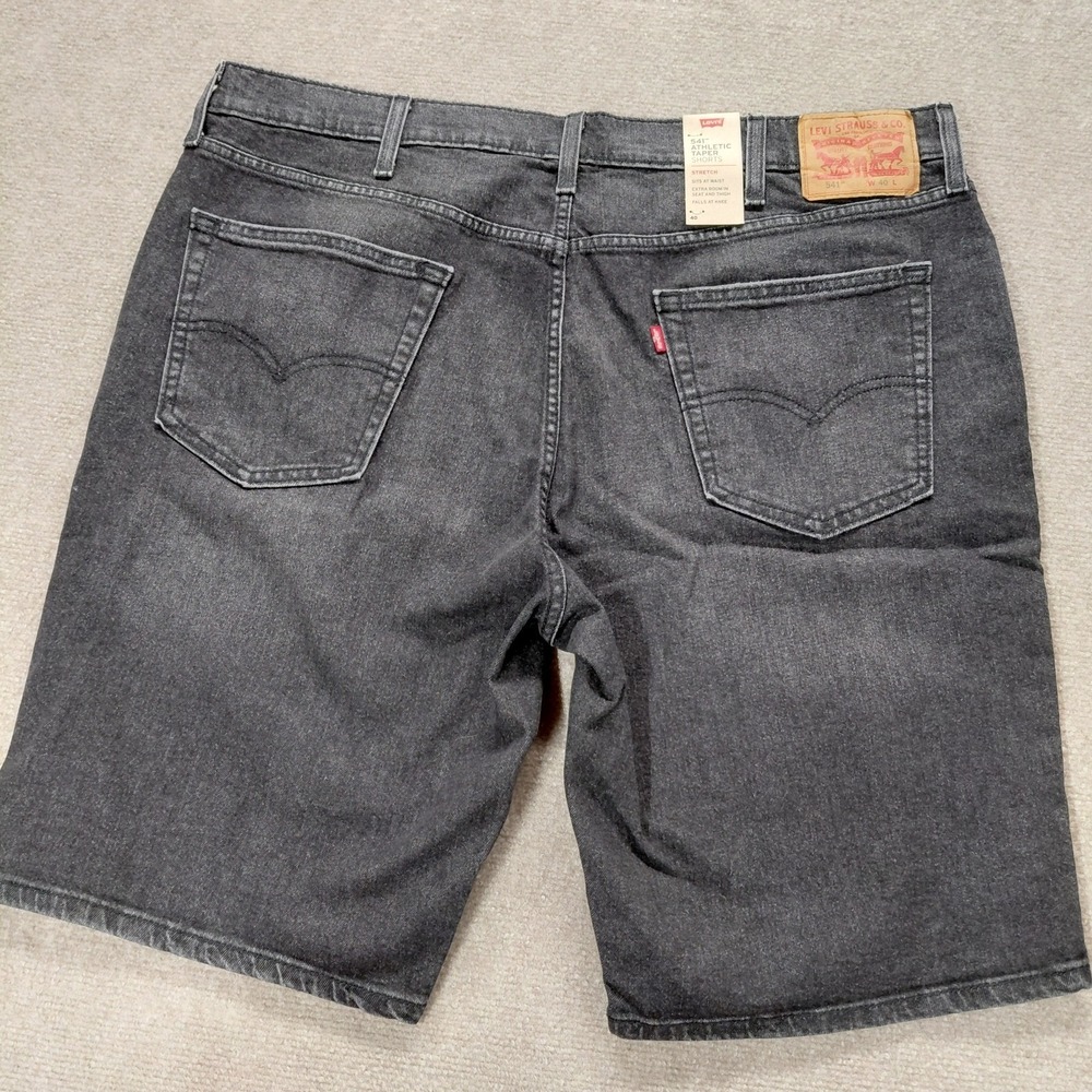 Levis 541 Athletic Taper Mens 40 Denim Shorts Black Fade Wash 10" Inseam NEW - Picture 3 of 11